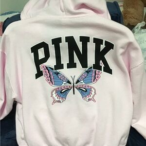 Pink Hoodie with Butterfly Design
